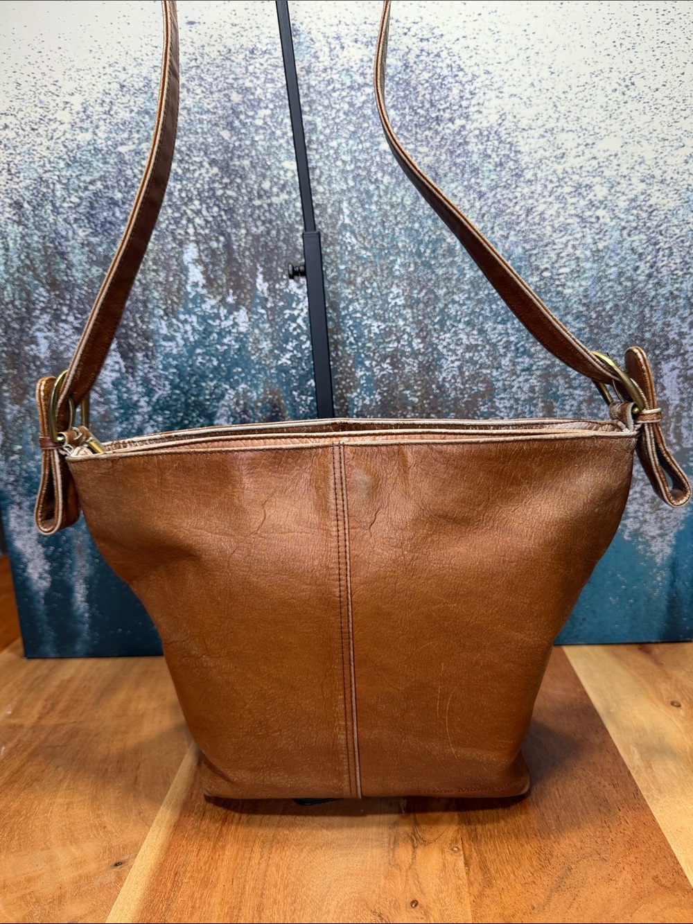 Boho Stone Mountain Vintage Y2K Distressed Tan Leather Bag - Picture 4 of 16